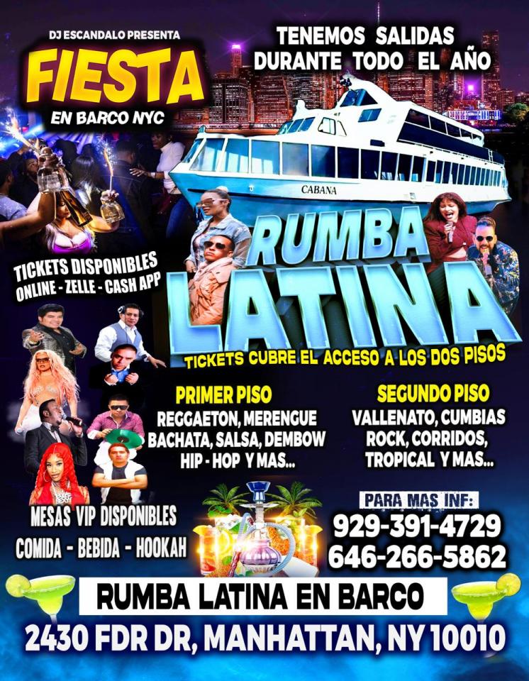Fiesta En Barco - Manhattan New York - SABADO 2 AGOSTO